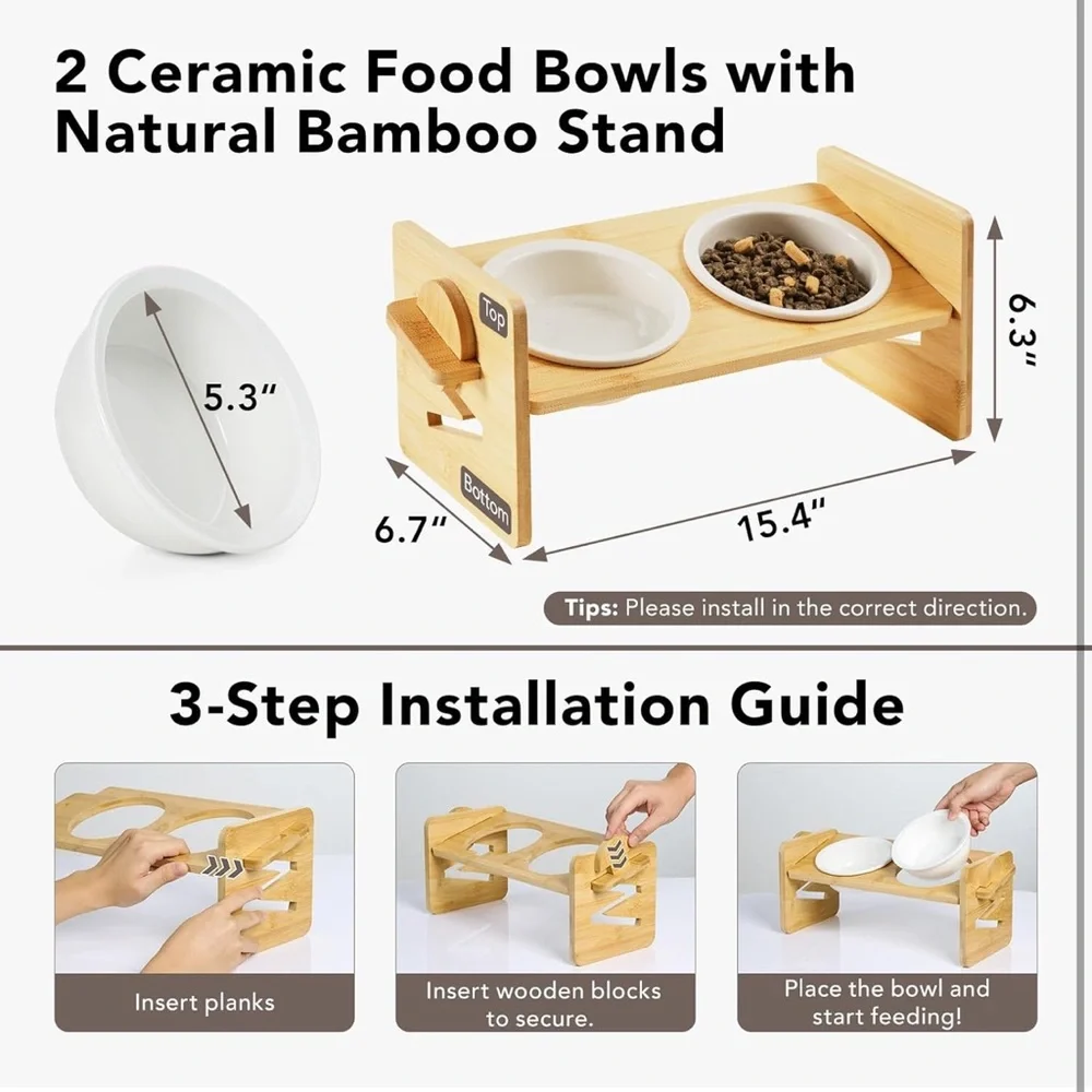 Elevated pet bowls for cats and small dog